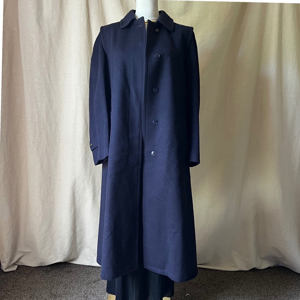 Vintage Salko Austrian Loden Wool Alpaca Coat Zip Out Lining Navy Blue Women's 8 - Picture 9 of 9